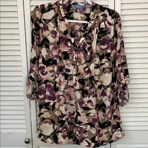 Simply Vera Vera Wang Floral Blouse - Purple and Black